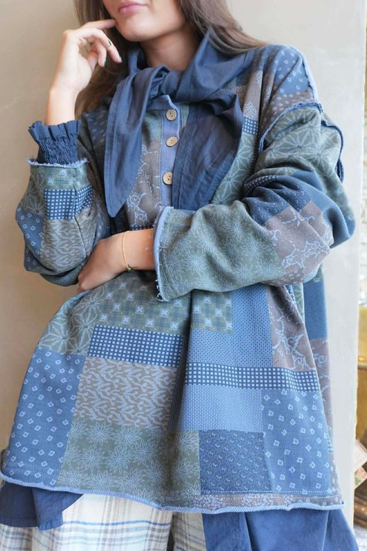 Hippie Shake Patchwork Sweatshirt Denim